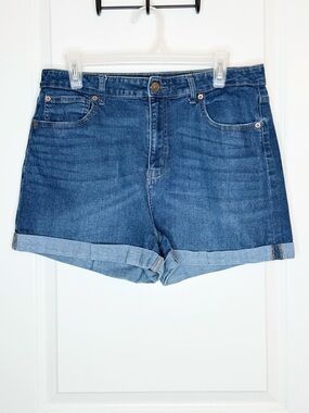 No Boundaries Denim Shorts Women Size 17 High Rise Cuffed Blue Stretch Jean